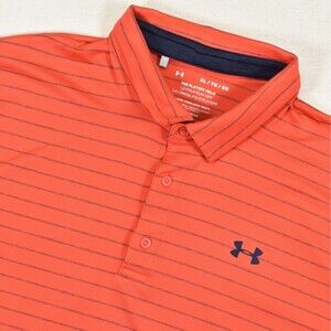 Under Armour Playoff Golf Polo Red Stripe XL